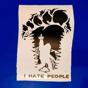 Big Foot I Hate People W/Middle Finger Decal